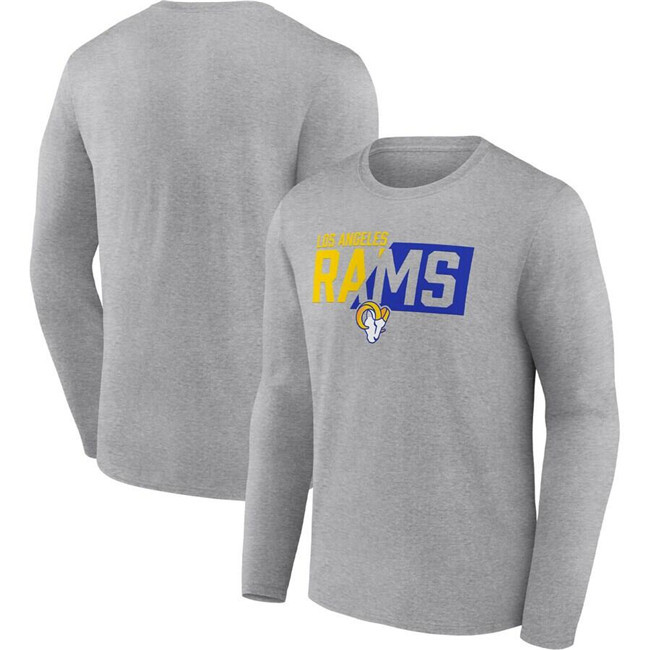 Men's Los Angeles Rams Grey One Two Long Sleeve T-Shirt